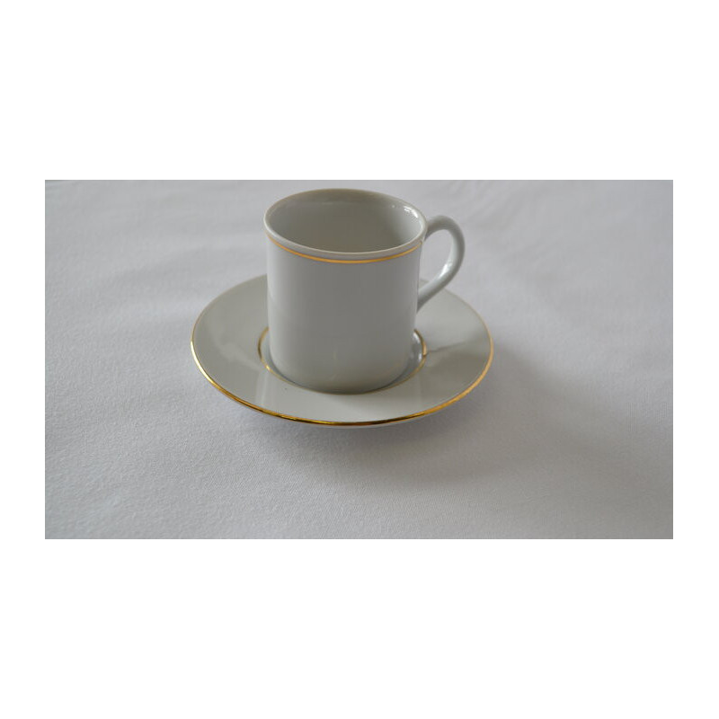 Tasse sous-tasse café - Porcelaine élégance filet or
