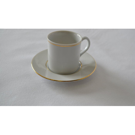Tasse sous-tasse café - Porcelaine élégance filet or